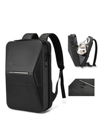 حقيبة ظهر بانجي بغطاء صلب مقاومة للماء وضد السرقة مع منفذ يو اس بي وقفل TSA - اسود | BANGE Hard Shell Backpack with USB Charging, TSA Lock, and Waterproof Design – Black
