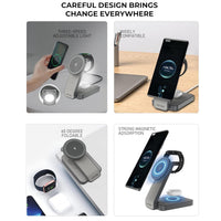 حامل شحن لاسلكي Lenyes PW313 قابل للطي 3 في 1 شحن سريع 15W مع إضاءة ليلية | Lenyes PW313 3-in-1 Foldable Wireless Charging Dock 15W Night Light