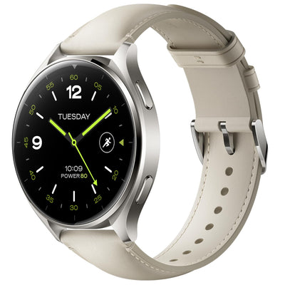 ساعة شاومي Watch 2 الذكية مع سوار جلدي أبيض | Xiaomi Watch 2 With White Leather Strap