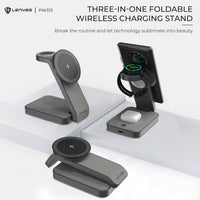 حامل شحن لاسلكي Lenyes PW313 قابل للطي 3 في 1 شحن سريع 15W مع إضاءة ليلية | Lenyes PW313 3-in-1 Foldable Wireless Charging Dock 15W Night Light