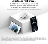 شاحن جداري بيلكن بمنفذي يو اس بي اي وتايب سي وبقدرة شحن 37 واط | Belkin 37W USB Type C PPS PD Dual Port Wall Phone Charger