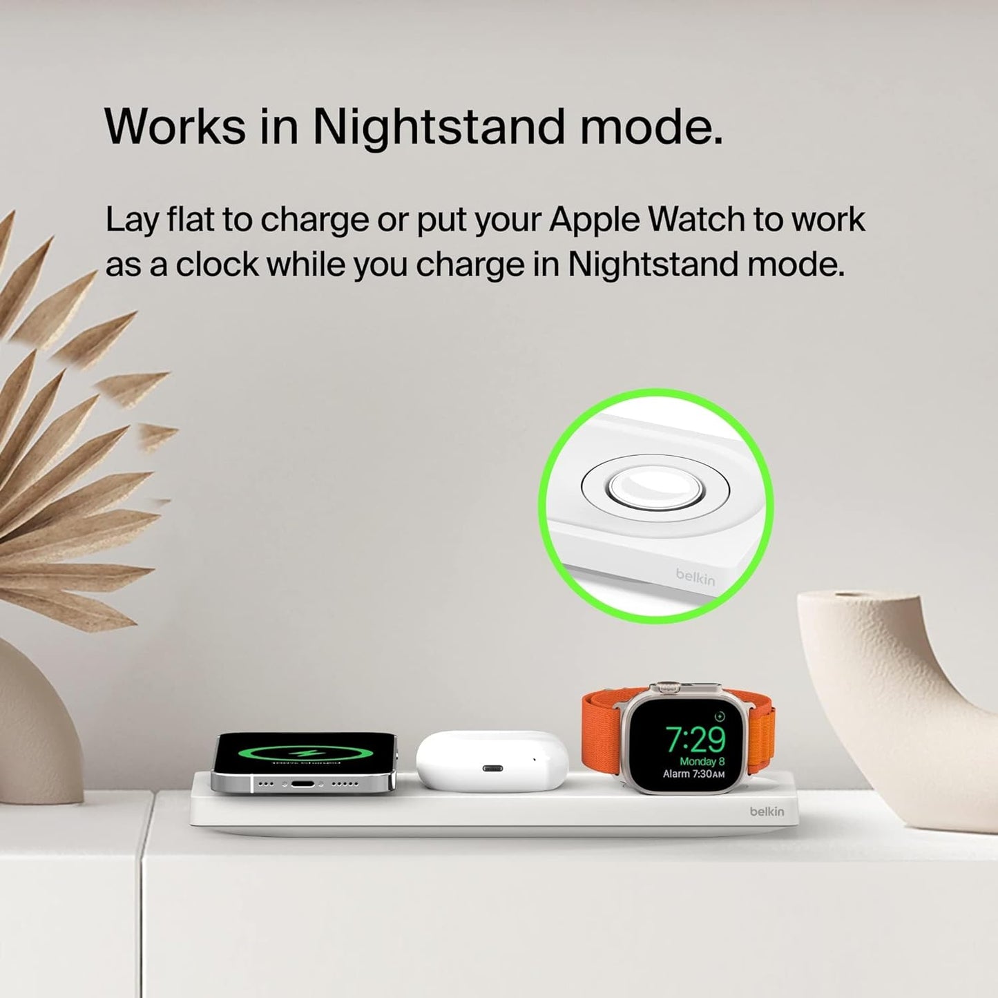 شاحن لاسلكي بيلكن 3 في 1 ماغسيف بقدرة شحن سريع 15 واط | Belkin MagSafe Charger 3 in 1 Wireless Charging Station