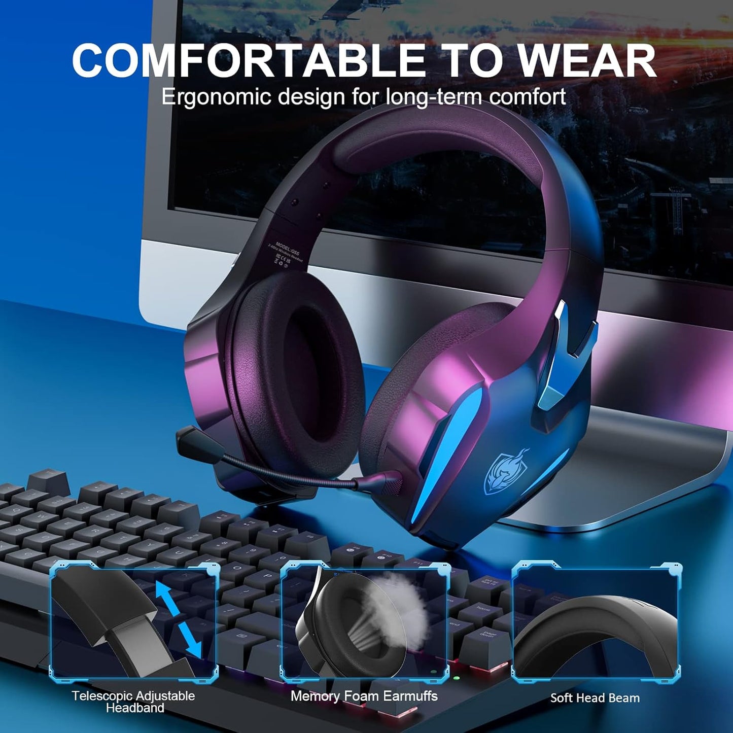 Phoinikas Q3 Bluetooth Headphones - 2.4GHz - 1000mAh | سماعات فوينيكاس Q3 بلوتوث