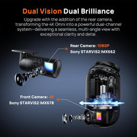 70mai Dual Dash Cam Front and Rear 4K X800 128G | كاميرا سيارة 70mai أمامية وخلفية 4K X800 128 جيجا