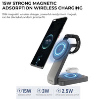 حامل شحن لاسلكي Lenyes PW313 قابل للطي 3 في 1 شحن سريع 15W مع إضاءة ليلية | Lenyes PW313 3-in-1 Foldable Wireless Charging Dock 15W Night Light