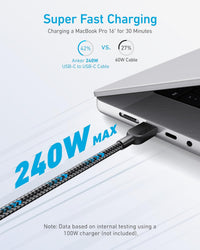 Kabloya Anker USB-C bo USB-C, 1m, 240W Bi Pêçayî | Kabloya Anker USB-C bo USB-C 3 ling | Kabloya Şarjkirina Bilez a 240W Bi Pêçayî