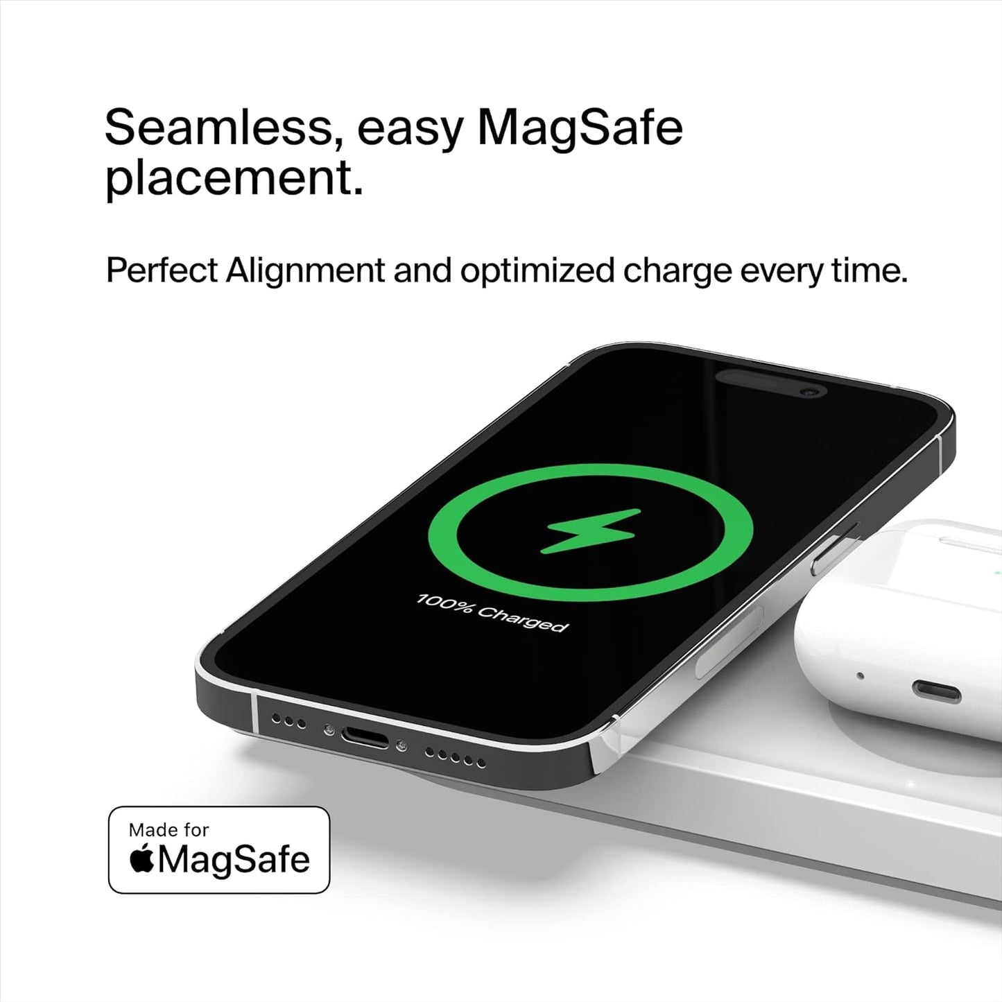 شاحن لاسلكي بيلكن 3 في 1 ماغسيف بقدرة شحن سريع 15 واط | Belkin MagSafe Charger 3 in 1 Wireless Charging Station