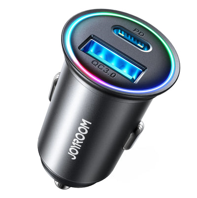 شاحن سيارة جويرووم ميني بمنفذي تايب سي ويو اس بي اي وبقدرة شحن 60 واط | Joyroom JR-CCN04 60W A+C Mini Metal Car Charger