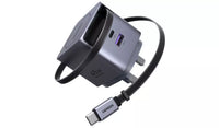 شاحن UGREEN 45W GaN مع كيبل قابل للسحب | UGREEN 45W GaN Fast Charger with Retractable Cable
