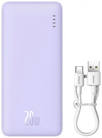 Baseus Airpow Power Bank 20000mAh 20W Purple with Cable - بطارية بيسوس إيربو المحمولة 20000 مللي أمبير 20 واط بنفسجي مع كابل