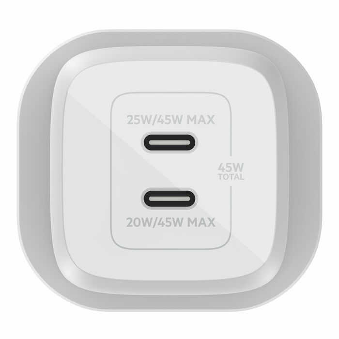 شاحن جداري GaN بيلكن BoostCharge Pro بمنفذي تايب سي وبقدرة شحن 45 واط | Belkin BoostCharge Pro Dual USB-C GaN Wall Charger with PPS 45W