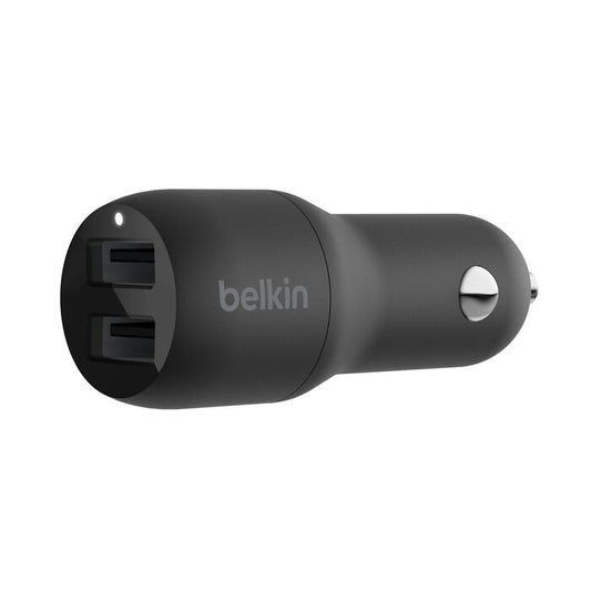 شاحن سيارة بيلكن BoostCharge بمنفذي يو اس بي اي وبقدرة شحن 24 واط | Belkin BoostCharge Dual USB-A Car Charger 24W