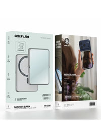 Green Lion Mirror Bank MagSafe Power Bank 10000mAh 20W PD 15W Wireless – Silver | باور بانك جرين لايون ميرور بانك MagSafe 10000ماه 20 وات فضي