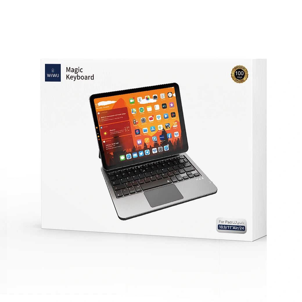 ماجيك كيبورد ويوو MK-003 مع اضائة خلفية وحافظة مغناطيسية للايباد اير 10.9 / 11 انش | WIWU Magic Keyboard MK-003 Tablet Magnetic Adsorption Keyboard Case with Backlit for iPad Air 2024 (10.9/11)