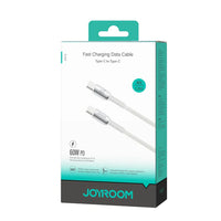 Kabloya Daneyên Şarjkirina Bilez a Joyroom Cutting-Edge Series 60W (Tîpa-C bo Tîpa-C) 1.2m - Spî