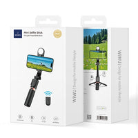 حامل سيلفي ويوو Wi-SE011 محمول مع تحكم عن بعد بلوتوث وإضاءة تجميل | WiWU Mini Portable Selfie Stick Wi-SE011 with Bluetooth Remote & Beauty Light