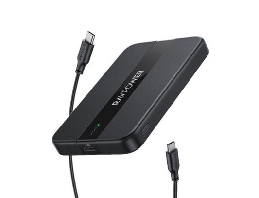 باور بانك راف باور ماغسيف بسعة 5000 مللي أمبير | RAVPower 5000mAh Magnetic Ultra-Slim Wireless Charger Power Bank
