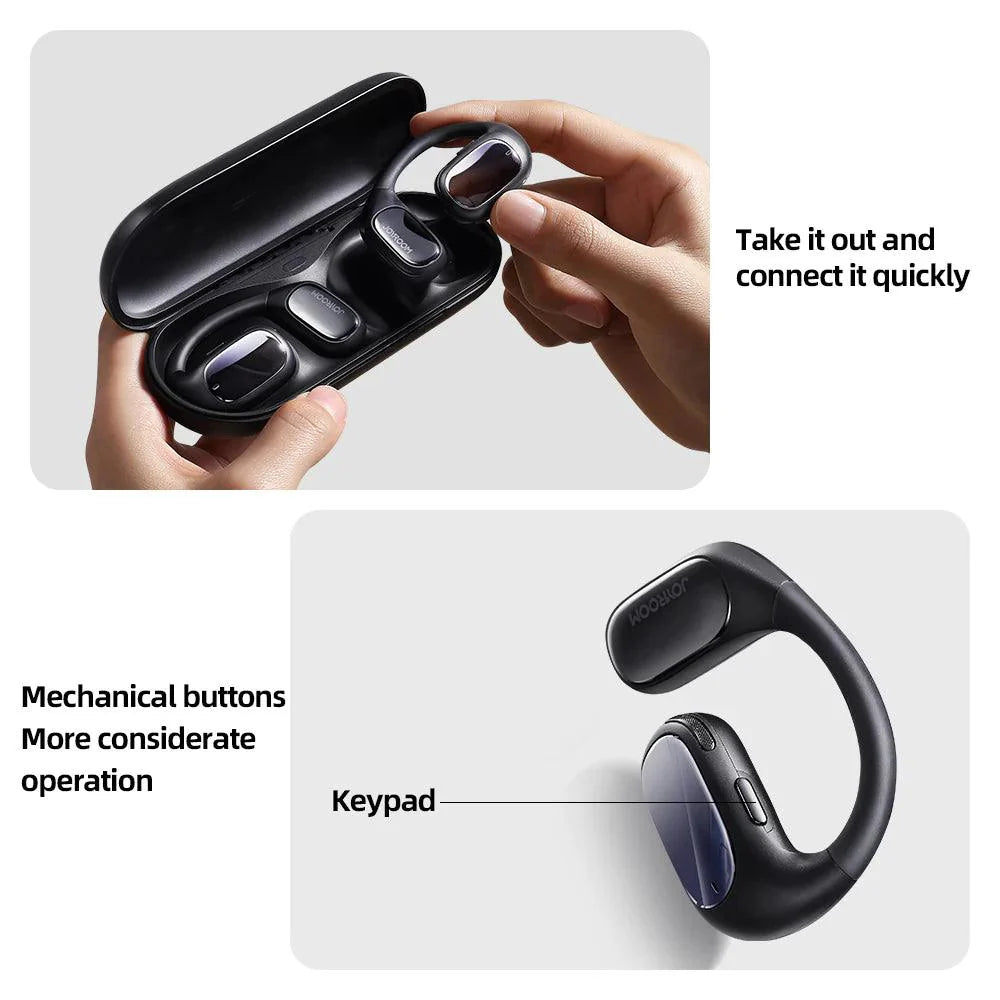 سماعات جويرووم JR-OE1 اللاسلكية بتصميم مفتوح للاذن, تشغيل حتى 40 ساعة - اسود | JOYROOM Openfree JR-OE1 True Wireless Open-Ear Headphones – 40H Playtime – Black