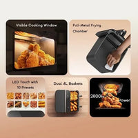 Oraimo NutriFry Duo OH-AF510N Dual Basket Air Fryer Black - View 3