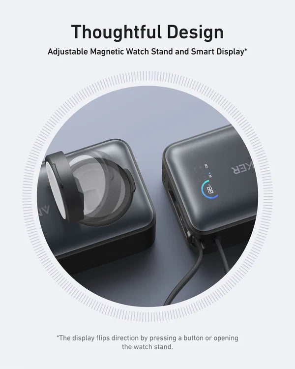 باور بانك أنكر ماج جو بسعة 10,000 مللي امبير للايفون + ساعة ابل | Anker MagGo 10,000mAh Power Bank for Apple Watch + iPhone