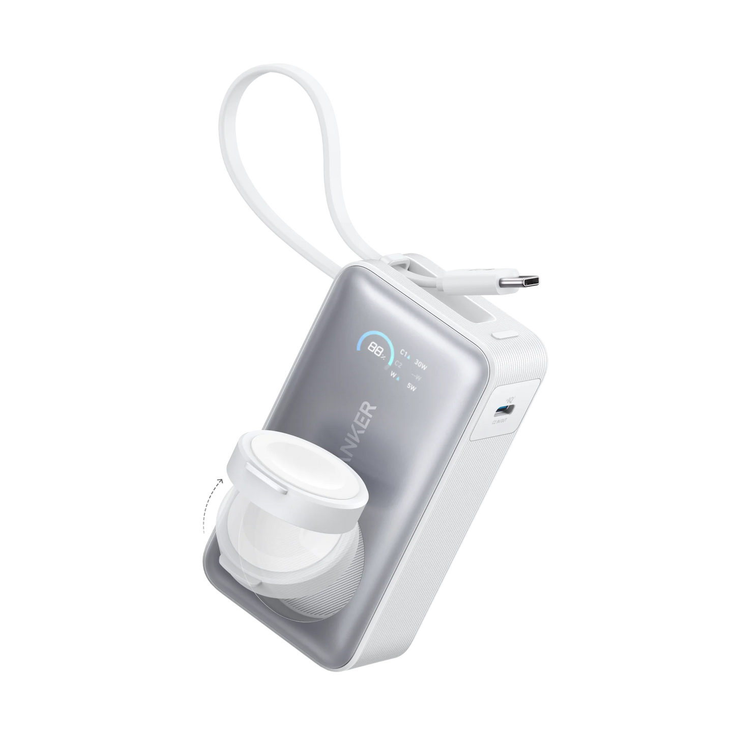 باور بانك أنكر ماج جو بسعة 10,000 مللي امبير للايفون + ساعة ابل | Anker MagGo 10,000mAh Power Bank for Apple Watch + iPhone