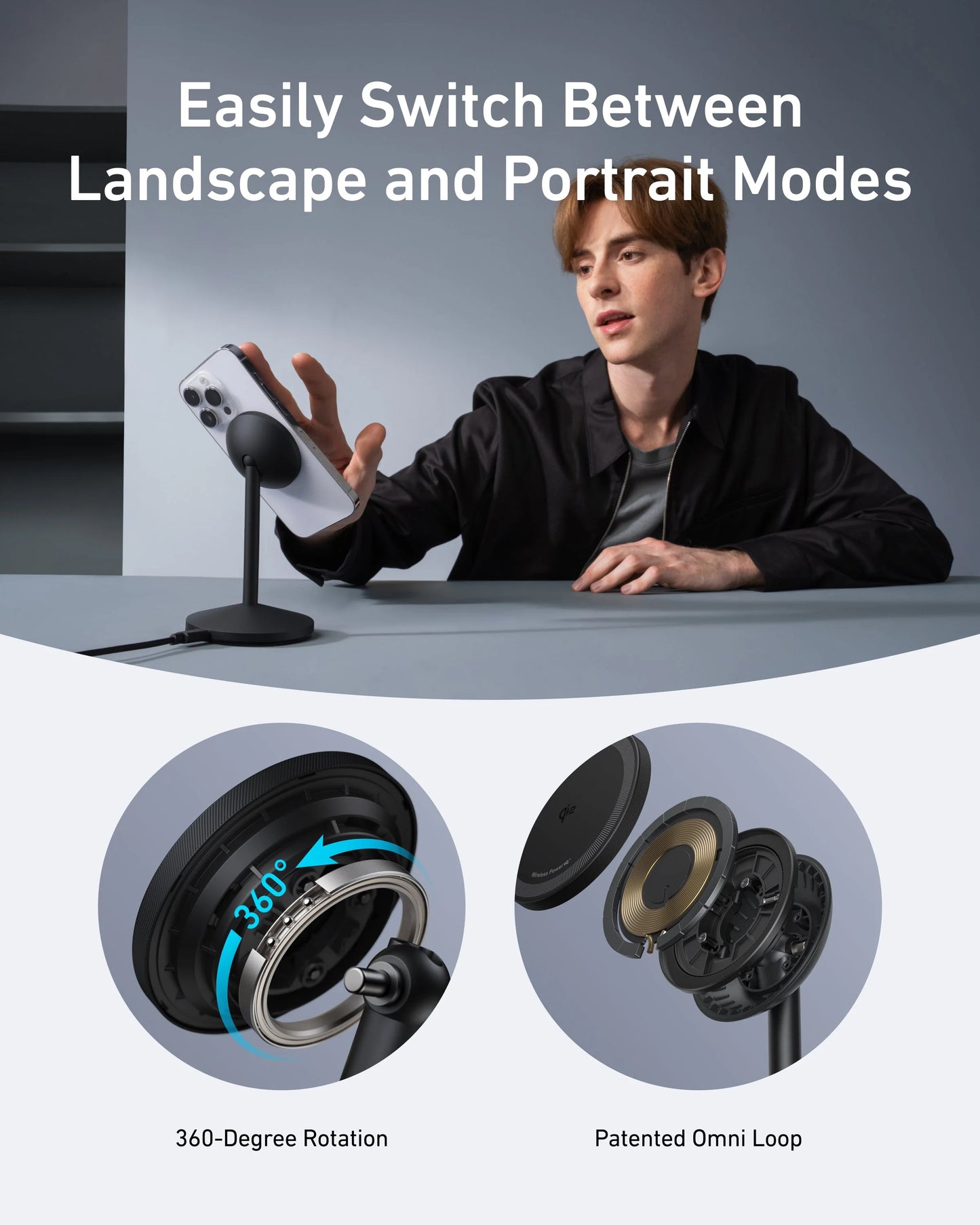 شاحن انكر ماغ جو اللاسلكي, شحن سريع 15 واط متوافق مع ماغسيف | Anker MagGo Wireless Charger, 15W Qi2 Fast Charging Dock, MagSafe-Compatible