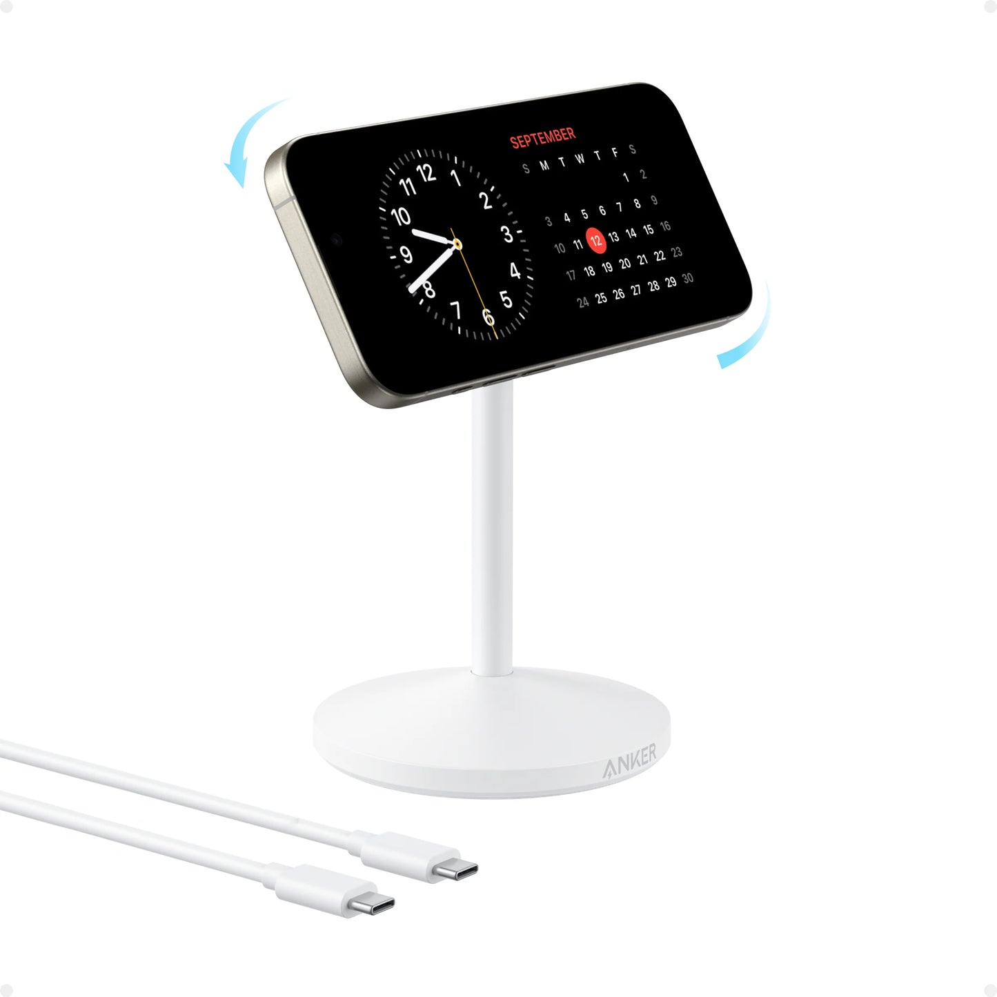 شاحن انكر ماغ جو اللاسلكي, شحن سريع 15 واط متوافق مع ماغسيف | Anker MagGo Wireless Charger, 15W Qi2 Fast Charging Dock, MagSafe-Compatible