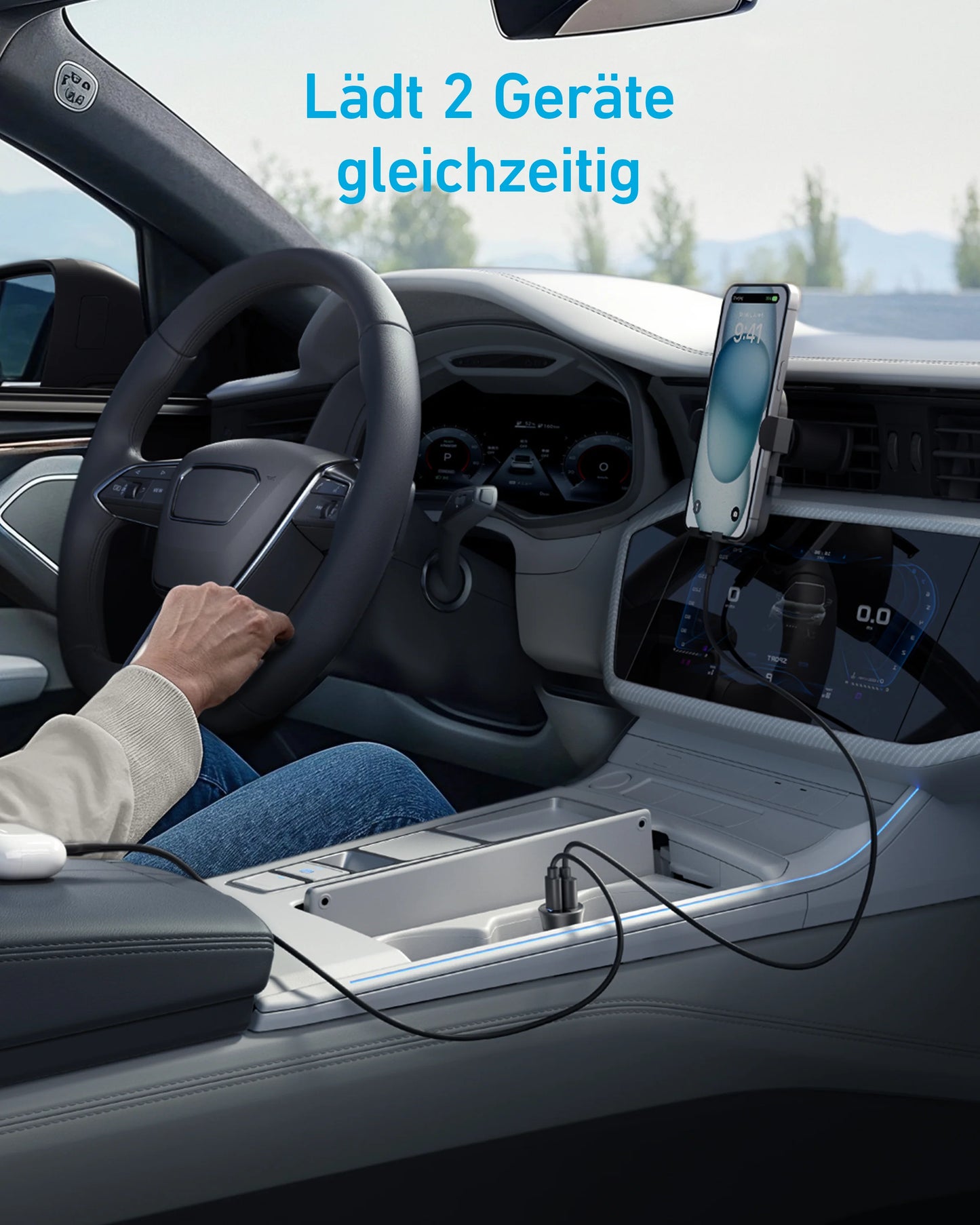 شاحن سيارة أنكر بقدرة 30 واط, بمنفذي يو اس بي سي و يو اس بي اي | Anker 30W Car Charger – Dual Port USB-C & USB-A