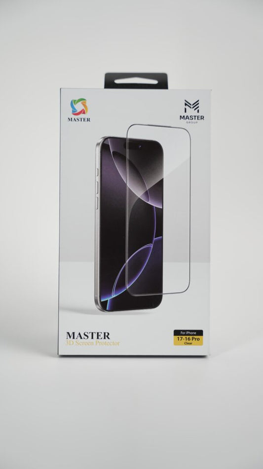 واقي شاشة ماستر ثلاثي الابعاد شفاف لهاتف ايفون 16/17 برو | Master 3D Screen Protector Clear for iPhone 17/16 Pro