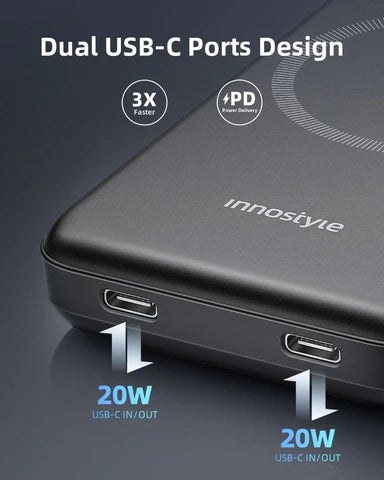 INNOSTYLE PowerMag Duo 2-in-1 10000mAh Magnetic Powerbank | باور بانك مغناطيسي 10000 مللي أمبير