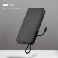 باور بانك موماكس باور اكس 1 بسعة 20,000 مللي امبير مع كيبل تايب سي مدمج  | Momax Power X1 20000mAh Battery Pack with Built-in USB-C Cable and Fast Charging