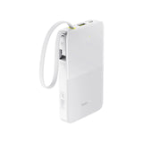 Baseus EnerFill FC51 Bipow2 Pro Power Bank 10000mAh 22.5W White Built-in Cable - باور بانك بيسوس انرفيل FC51 بايباو 2 برو 10000 مللي أمبير 22.5 واط أبيض بكيبل مدمج