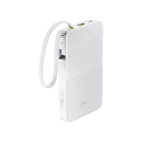 Baseus EnerFill FC51 Bipow2 Pro Power Bank 10000mAh 22.5W White Built-in Cable - باور بانك بيسوس انرفيل FC51 بايباو 2 برو 10000 مللي أمبير 22.5 واط أبيض بكيبل مدمج