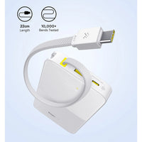 Baseus EnerFill FC51 Bipow2 Pro Power Bank 10000mAh 22.5W White Built-in Cable - باور بانك بيسوس انرفيل FC51 بايباو 2 برو 10000 مللي أمبير 22.5 واط أبيض بكيبل مدمج