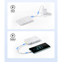 Baseus EnerFill FC51 Bipow2 Pro Power Bank 10000mAh 22.5W White Built-in Cable - باور بانك بيسوس انرفيل FC51 بايباو 2 برو 10000 مللي أمبير 22.5 واط أبيض بكيبل مدمج