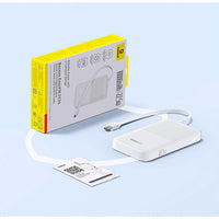 Baseus EnerFill FC51 Bipow2 Pro Power Bank 10000mAh 22.5W White Built-in Cable - باور بانك بيسوس انرفيل FC51 بايباو 2 برو 10000 مللي أمبير 22.5 واط أبيض بكيبل مدمج