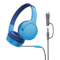 سماعات أطفال بيلكن ساوند فورم ميني السلكية بموصل 3.5 مم ومحول USB-C وحد صوت 85 ديسيبل Blue