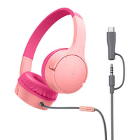 سماعات أطفال بيلكن ساوند فورم ميني السلكية بموصل 3.5 مم ومحول USB-C وحد صوت 85 ديسيبل Pink