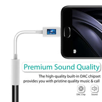 Promate AUXLink-C connected to headphones and a phone