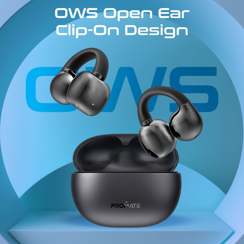 Promate AirClip Open Ear OWS TWS Earbuds 500mAh Black-Case Open