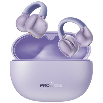Promate AirClip Open Ear OWS TWS Earbuds 500mAh Purple-Front