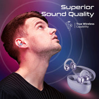 Promate AirClip Open Ear OWS TWS Earbuds 500mAh Purple-Lifestyle