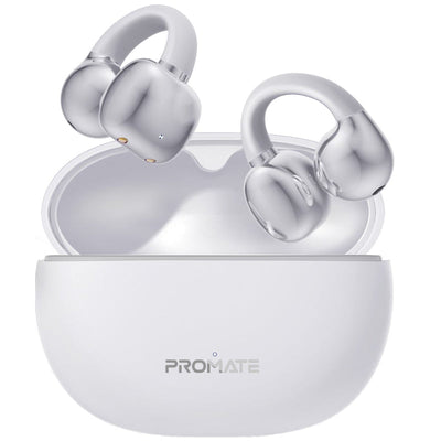 Promate AirClip Open Ear OWS TWS Earbuds 500mAh White-Front