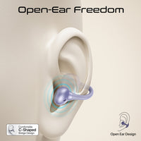 Promate AirClip-Pro Open Ear TWS Earbuds 500mAh Purple-Case Open