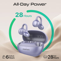 Promate AirClip-Pro Open Ear TWS Earbuds 500mAh Purple-Side