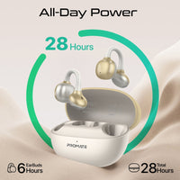 Promate AirClip-Pro Open Ear TWS Earbuds 500mAh White-Side