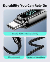Innostyle DigiPower USB-C to USB-C Cable 100W Digital Display 1.2m - DP-CC1001 | كابل انوستايل ديجي باور يو اس بي سي بشاشة رقمية 100 واط 1.2 متر