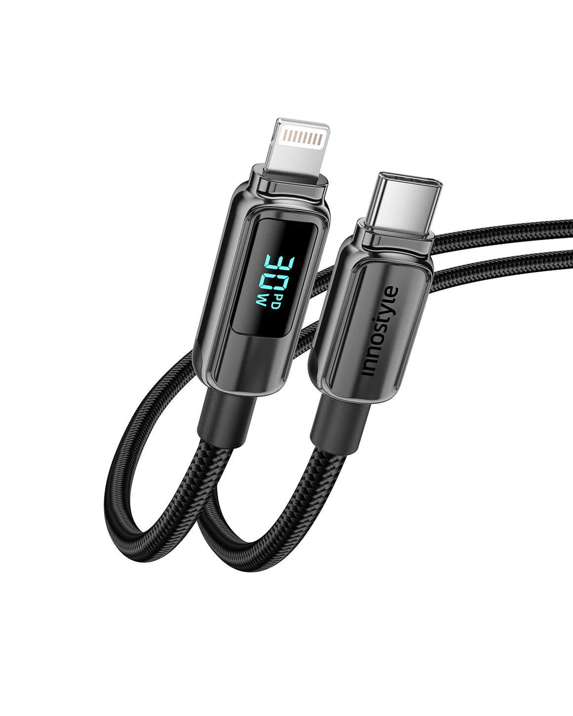 Innostyle DigiPower USB-C to USB-C Cable with Digital Display, 100W, 1.2m - DP-CL301 | كابل USB-C إلى USB-C من إنوستايل ديجي باور مع شاشة رقمية، 100 واط، 1.2 متر