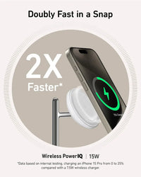 حامل وشاحن لاسلكي انكر ماج جو 3 في 1 بقدرة شحن 15 واط | Anker MagGo 15W 3-in-1 Charging Stand, Qi2 Certified Wireless Charger for iPhone
