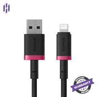 Baseus Dura Series USB to Lightning Cable 2.4A Fast Charging 2m Red+Black | كابل لايتنينج بيسوس ديورا شحن سريع 2.4 أمبير 2 متر أحمر وأسود